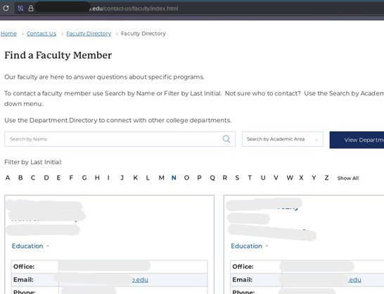 screenshot of directory