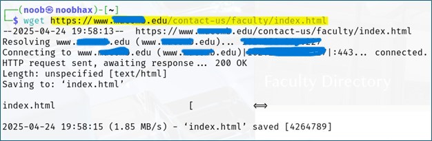 screenshot of wget command